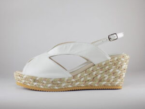 Talla 34 / Gi-1356 Blanco - Elda shoes - sandalia cuña yute piel blanca
