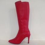 Bota tacon fino y cremallera roja 820