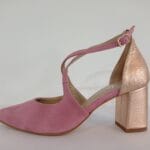 Zapato cruzado con talon brocado 019 Rosa