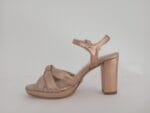 Sandalia nudos tacon cubano oro rosa - Imagen 4