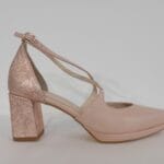 Zapato cruzado tacon brocado 019 rosa