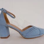 Zapato de pulsera al tobillo cara plisada Azul