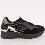 Deportiva elasticos adorno animal print negra 027