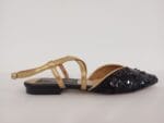 Zapato plano cruzado lentejuela negro 1821