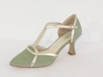Zapato con tira central verde/oro just - Imagen 3